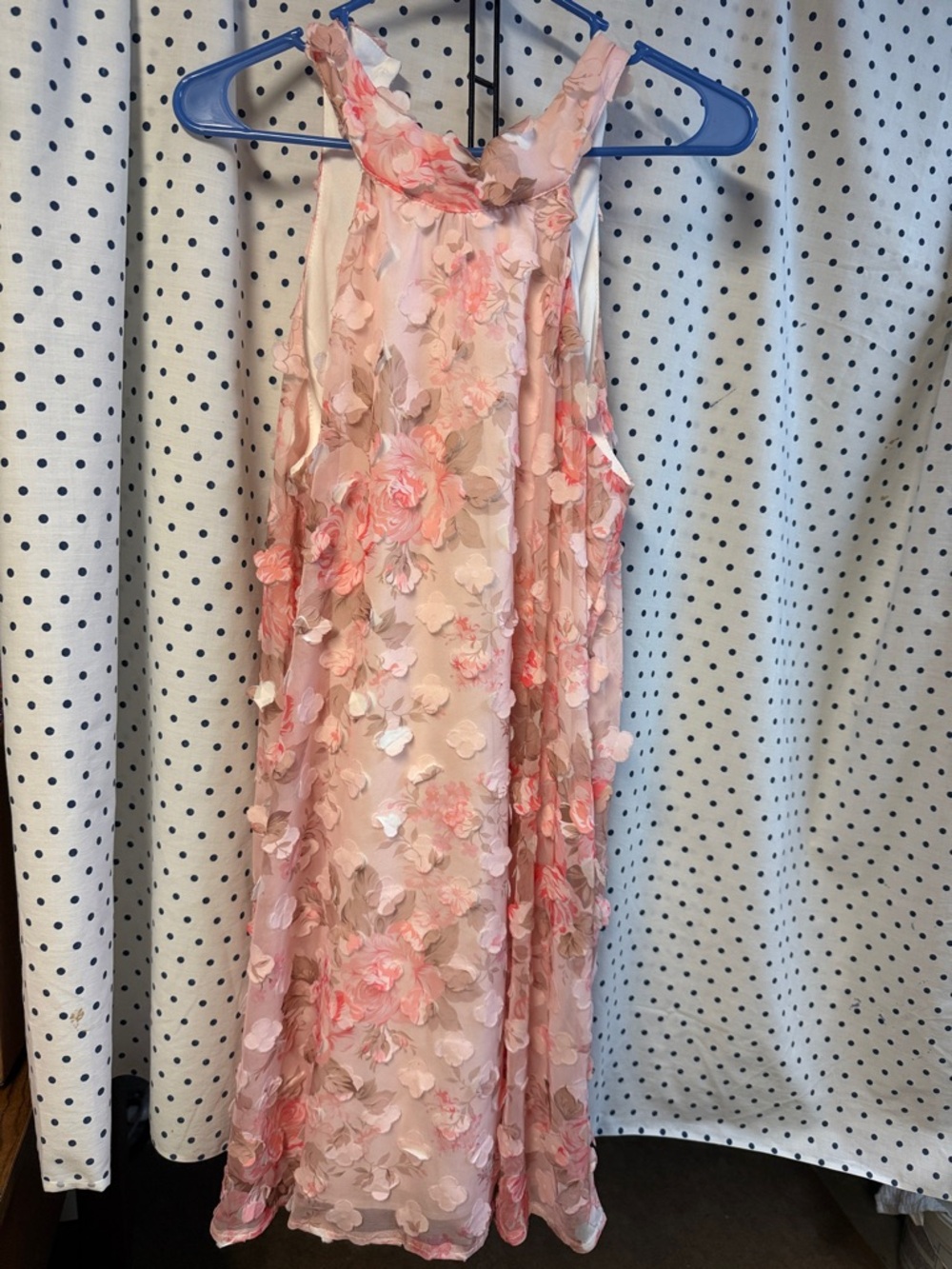 Girls' Pink Floral Appliqué Party Dress